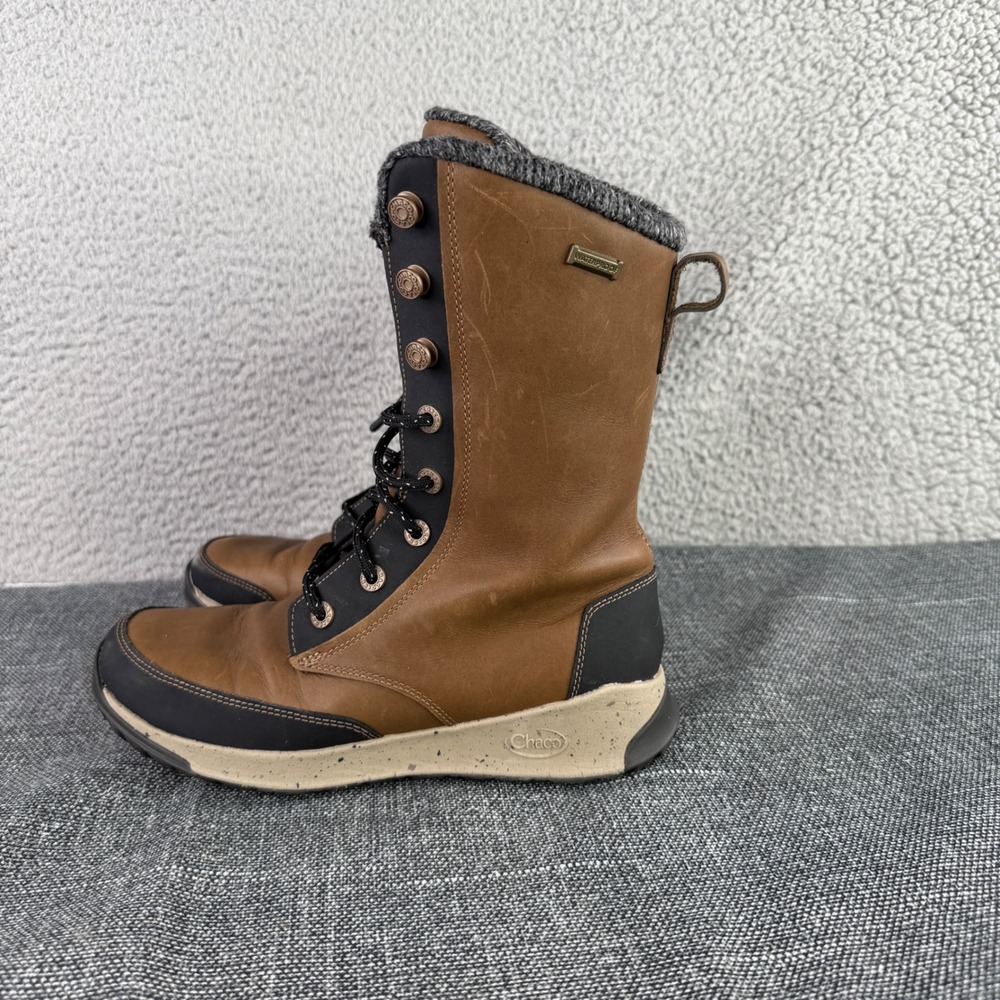Chaco Borealis Tall Waterproof Women 7 Brown Leather Lace‎ Up Winter Boots